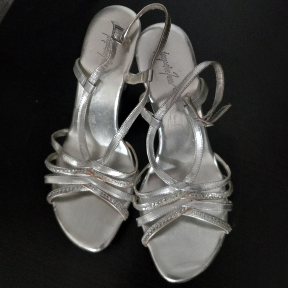 Jacqueline Ferrar Melinda 8.5 Clear Heeled Platform Silver Rhinestone Studded - Picture 9 of 9